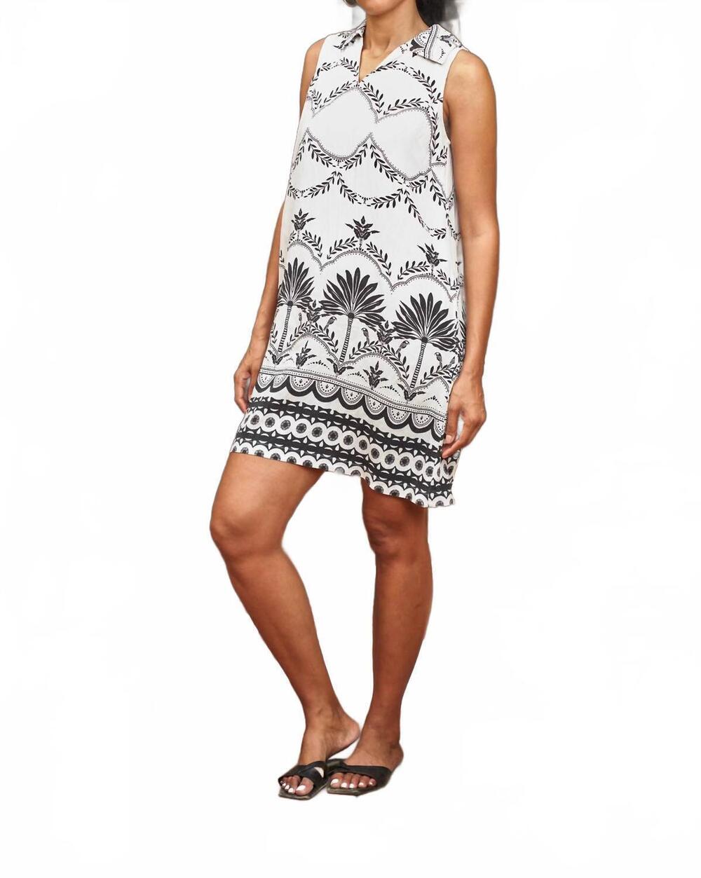 NEW PAPARAZZI border sleeveless dress in palm print